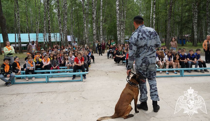 Кинолог ОМОН «Симбир» провел урок мужества в детском оздоровительном лагере